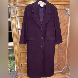 Women’s burgundy wool maxi coat